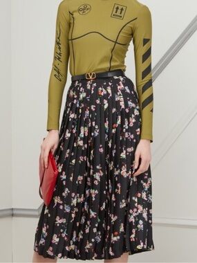 Maison Margiela Artisanal Couture Black Pleated Midi Skirt IT40